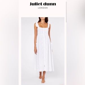 NWT Juliet Dunn White Embroidered Tie Shoulder Dress, size 1.
